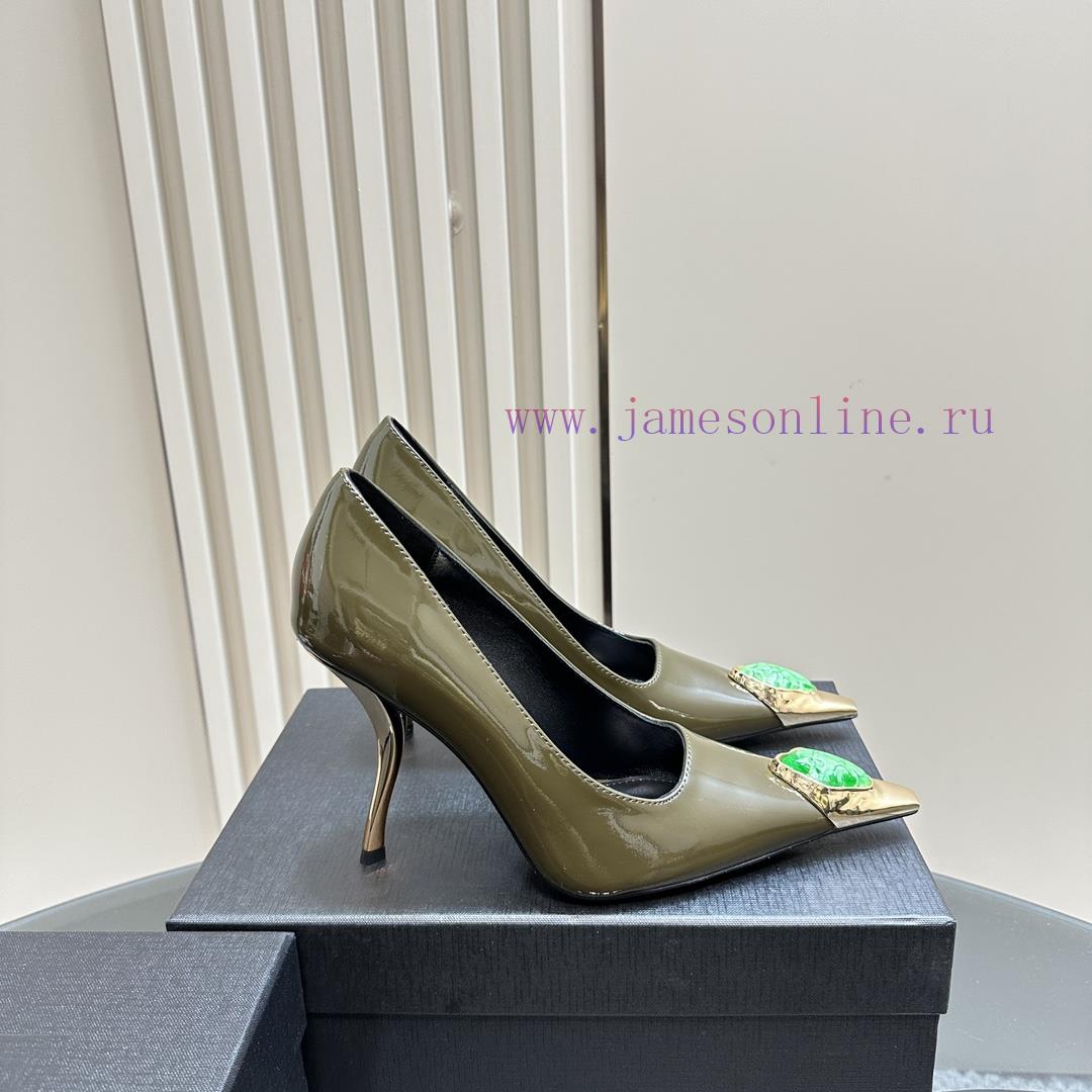 YSL Saint LaurentSS2024 New Product Metal Head Big Gemstone Elegant And Atmospheric High HeelsA jweooddn - Image 5