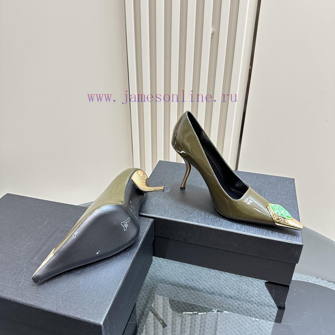 YSL Saint LaurentSS2024 New Product Metal Head Big Gemstone Elegant And Atmospheric High HeelsA jweooddn - Image 7