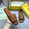 FENDI's Latest Popular Wide Lace Flat Slippers Feature A Brown Grain Leather Upper And Insole W 2tk6s7xd