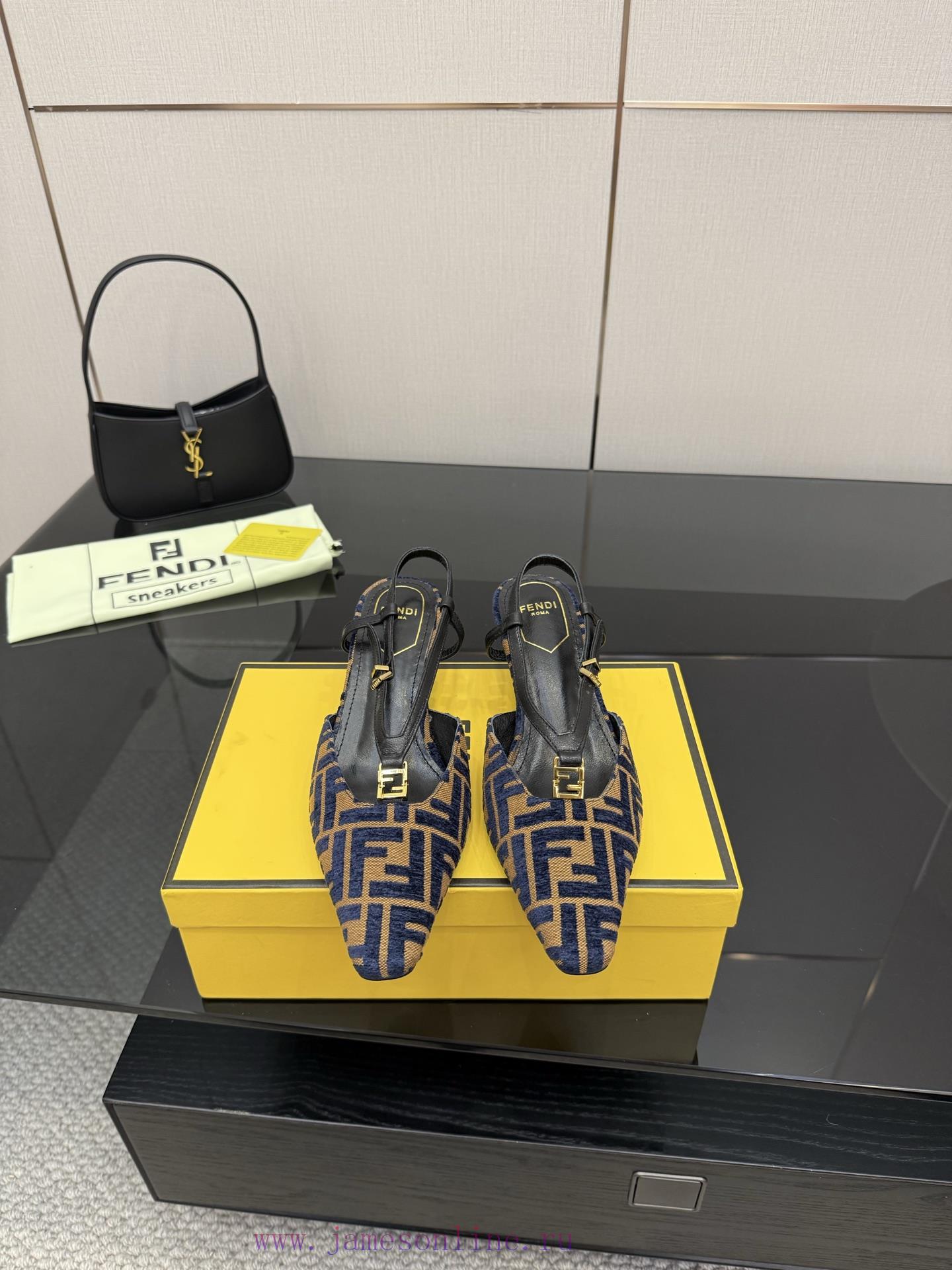 𝙁𝙀𝙉𝘿𝙄 New Fendi FFold Square Head Snell Dew Heel SandalsSquare Toe Open Heel Shoes With Origina o9ro5wmd - Image 2