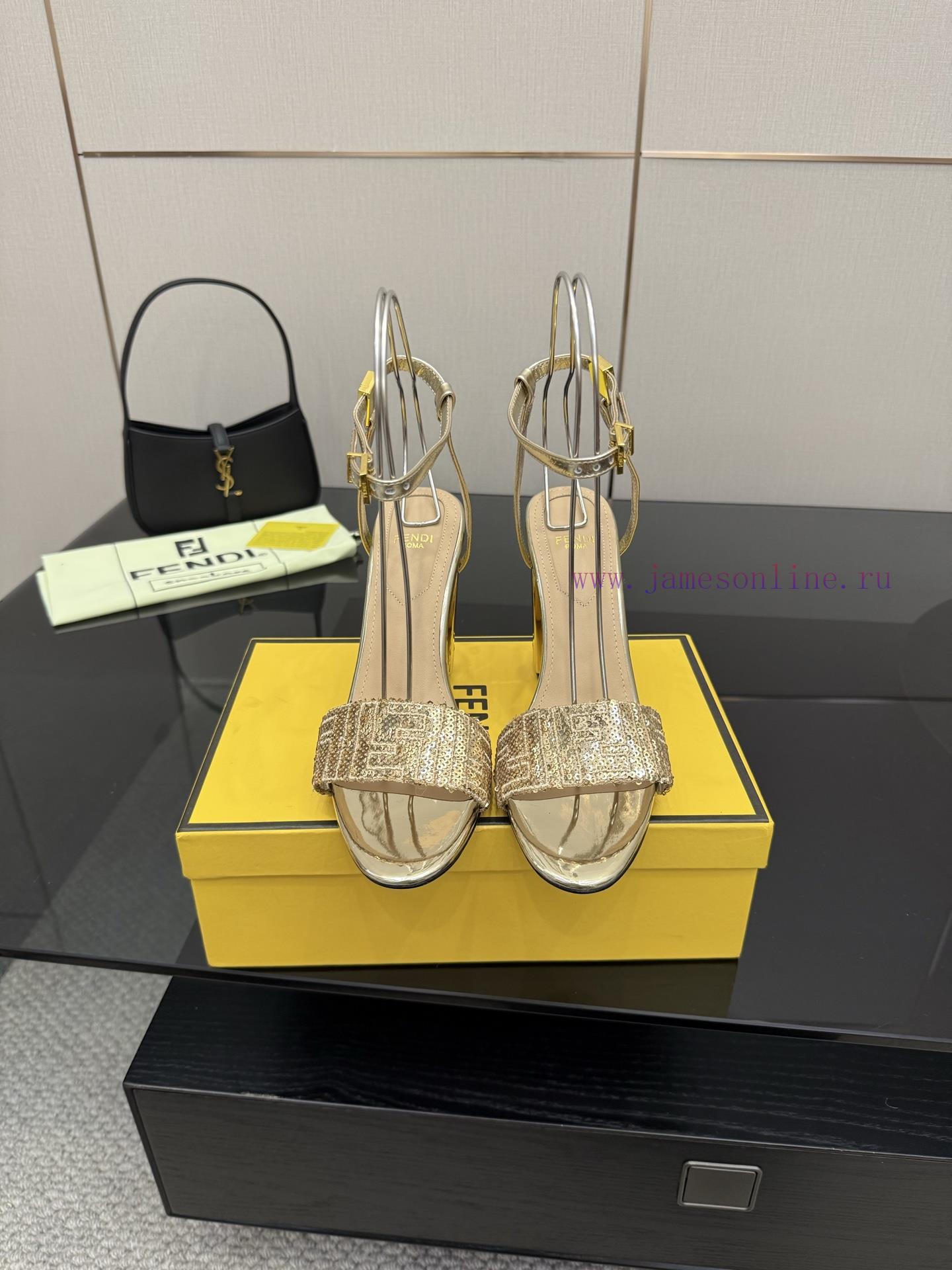 𝙁𝙀𝙉𝘿𝙄 New Fendi Delfina FF Sequin Embroidery Strap High Heels SandalsDelfina Sequin Embroidery w9j1zd1u
