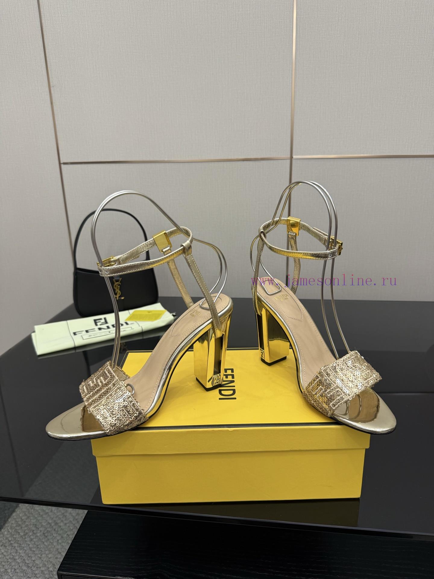 𝙁𝙀𝙉𝘿𝙄 New Fendi Delfina FF Sequin Embroidery Strap High Heels SandalsDelfina Sequin Embroidery w9j1zd1u - Image 4