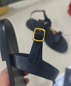 Saint Laurent Flat Sandals 2025 Early Spring Synchronized YSLLogo Letter Buckle DecorationClass mwxy9e0f