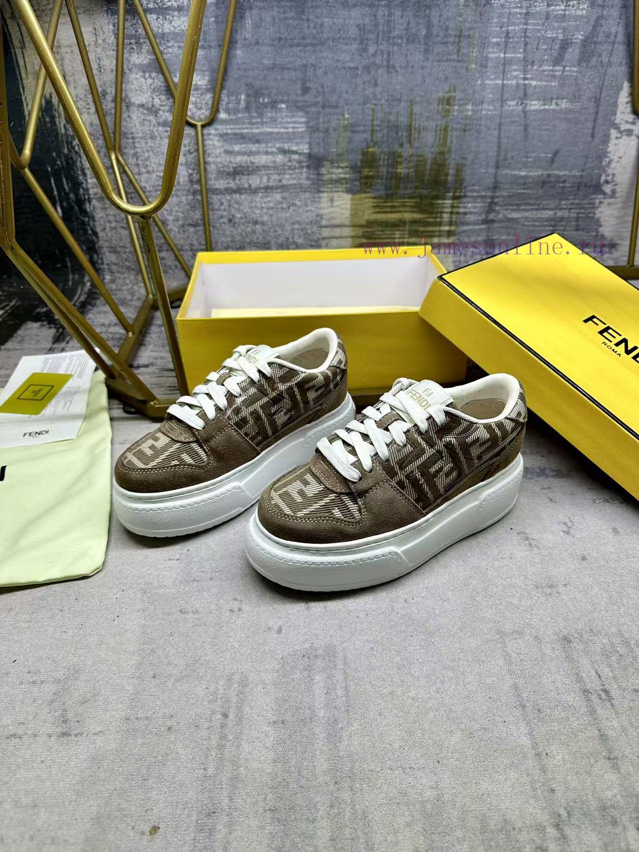 FENDI MatcHermes Comes With The Latest Sports Shoes Featuring Khaki FF Jacquard Fabric And Sued w86pw9d9 - Image 3