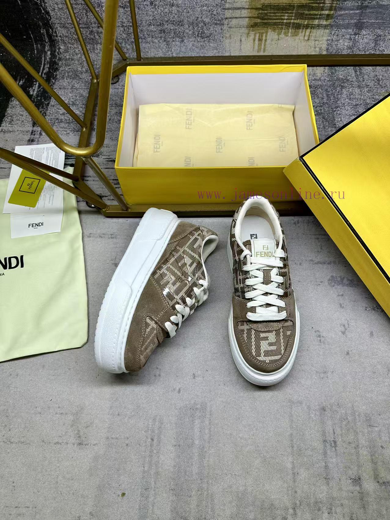 FENDI MatcHermes Comes With The Latest Sports Shoes Featuring Khaki FF Jacquard Fabric And Sued w86pw9d9 - Image 5