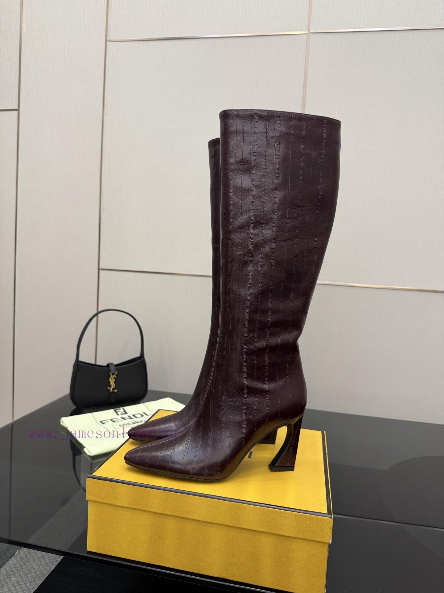FENDI Arco Blind Eel Leather BootsThis Cylindrical Boot Features A Tapered Toe And High Heel De asav5f8b - Image 3