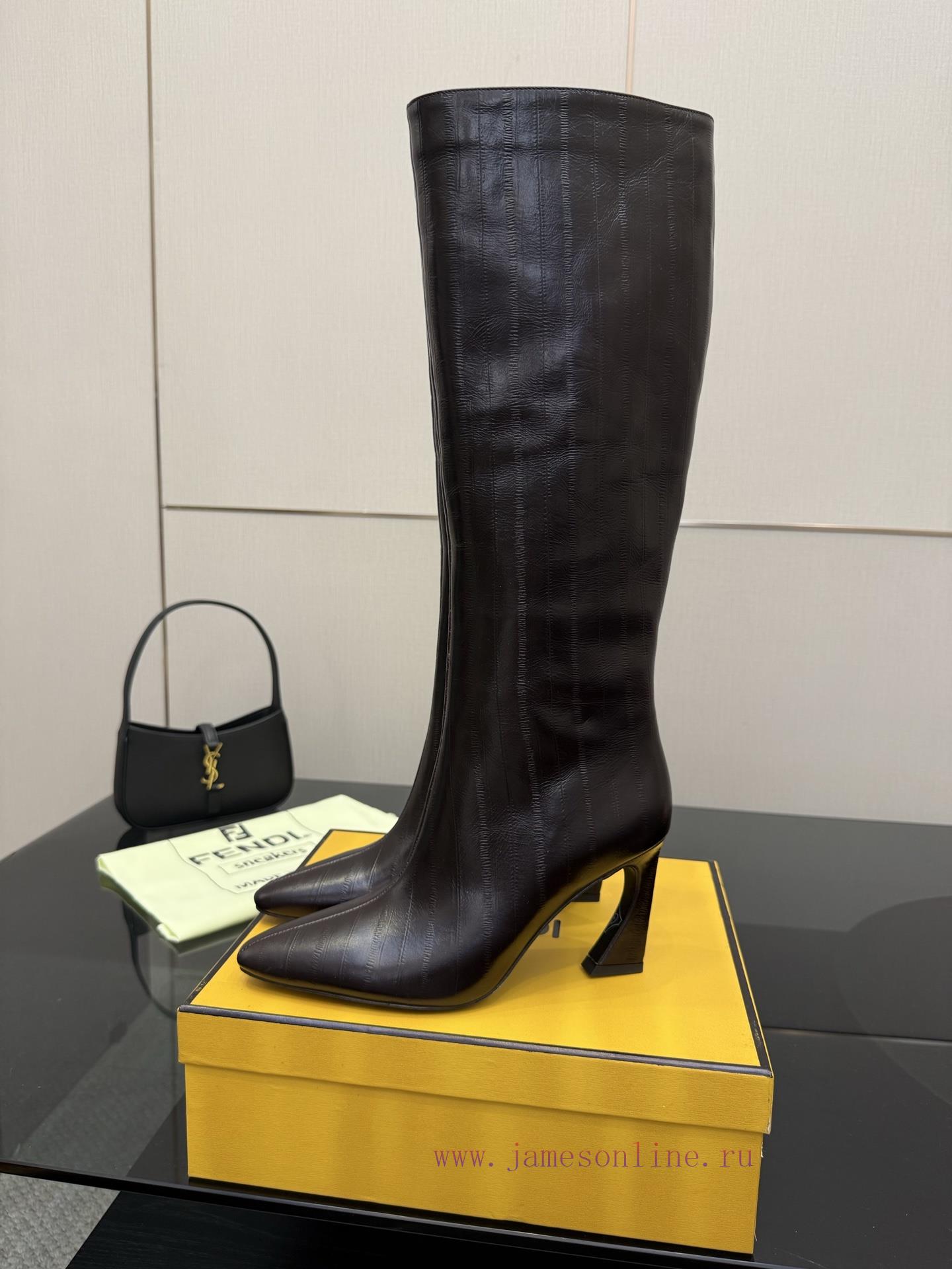 FENDI Arco Blind Eel Leather BootsThis Cylindrical Boot Features A Tapered Toe And High Heel De 4w5138o3 - Image 3