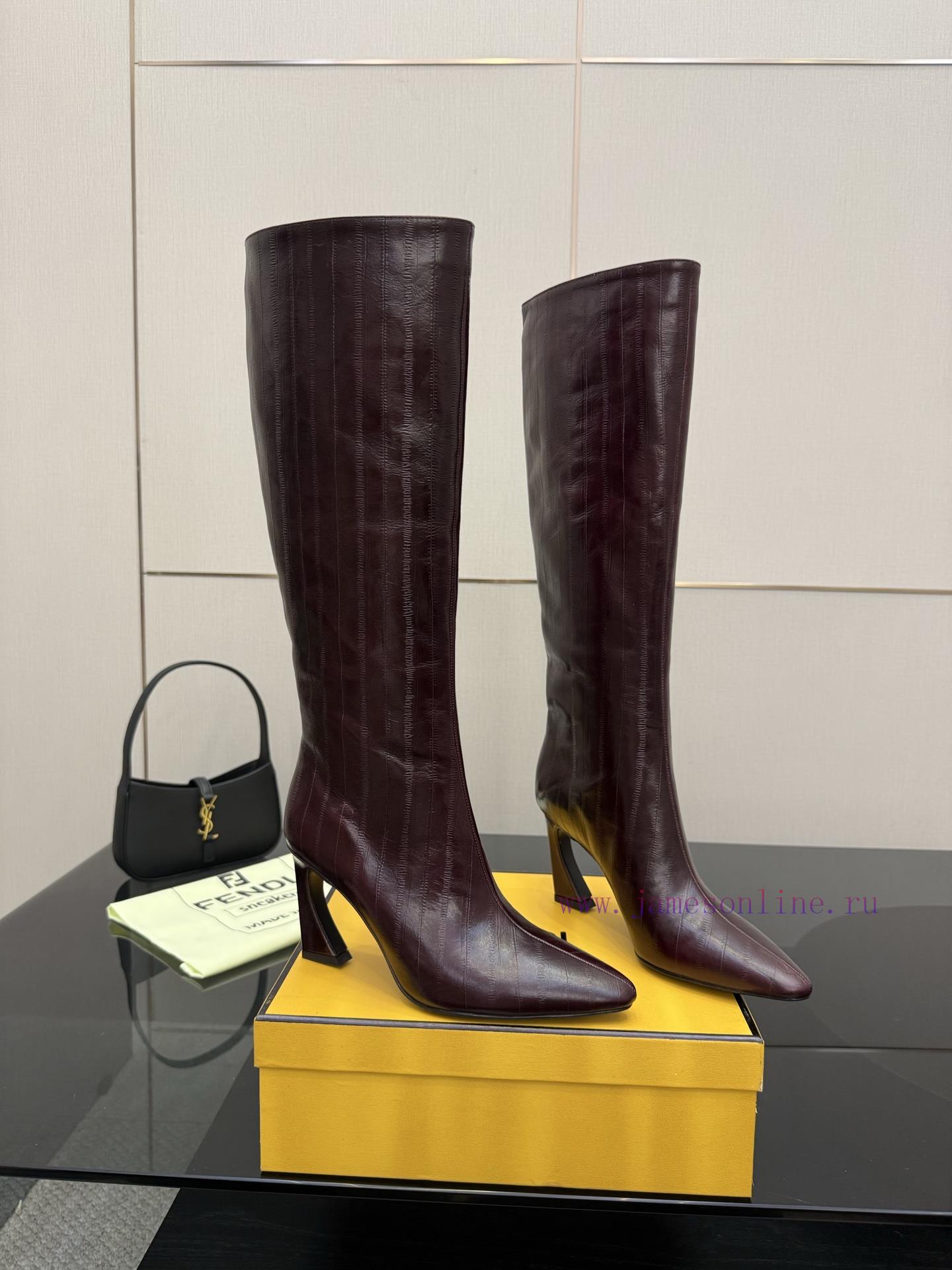 FENDI Arco Blind Eel Leather BootsThis Cylindrical Boot Features A Tapered Toe And High Heel De asav5f8b - Image 4