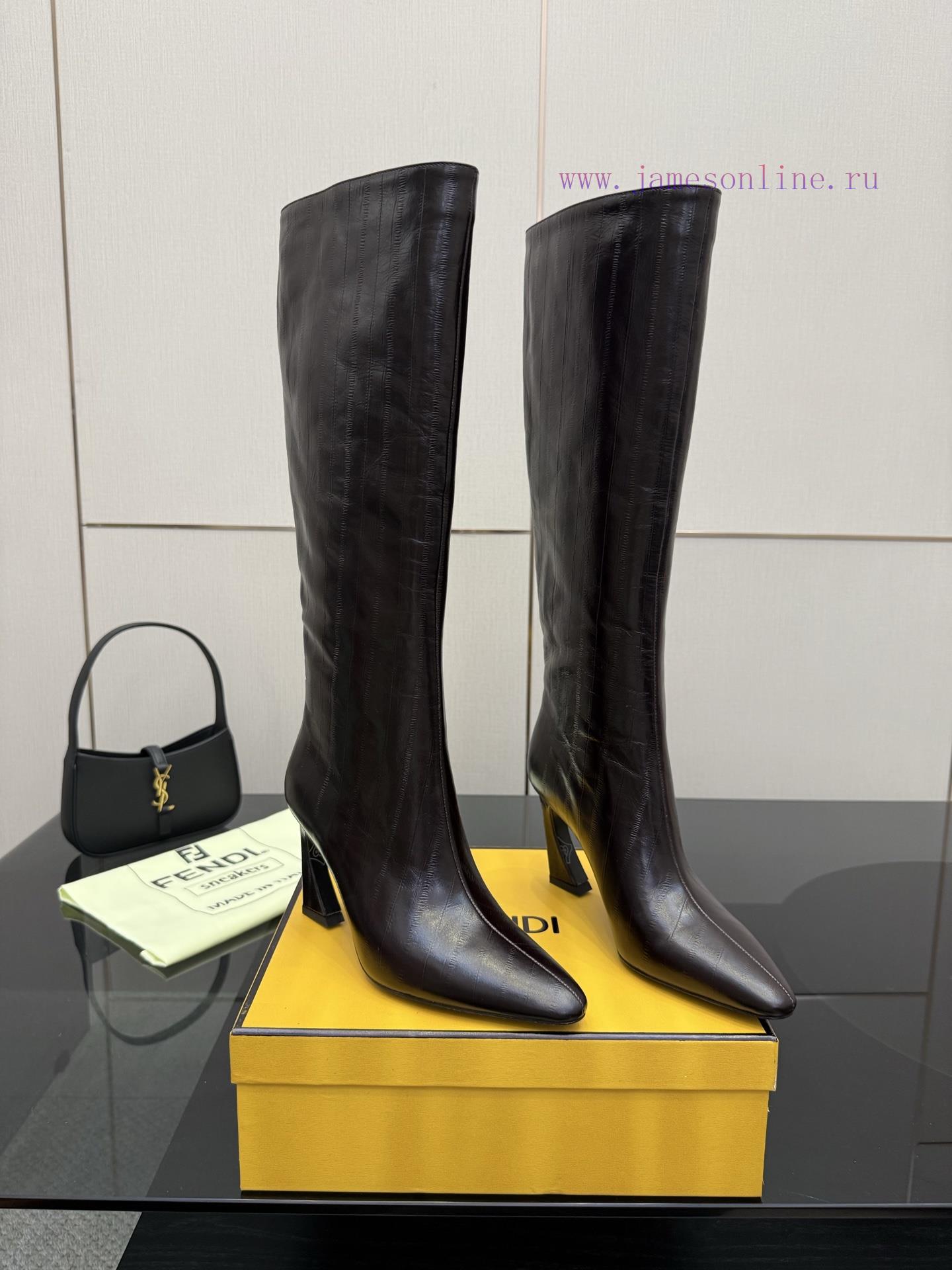 FENDI Arco Blind Eel Leather BootsThis Cylindrical Boot Features A Tapered Toe And High Heel De 4w5138o3 - Image 4