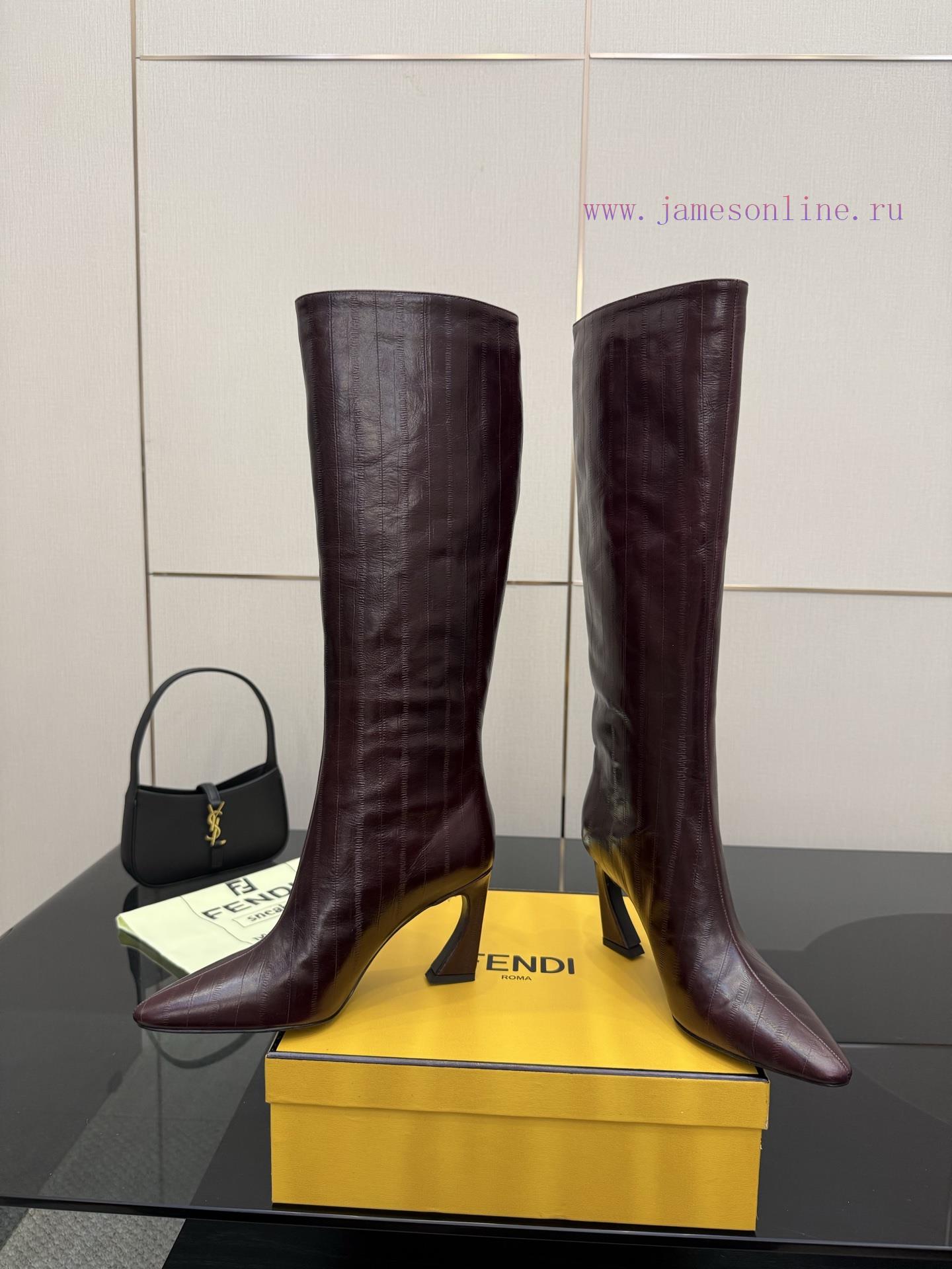 FENDI Arco Blind Eel Leather BootsThis Cylindrical Boot Features A Tapered Toe And High Heel De asav5f8b - Image 5