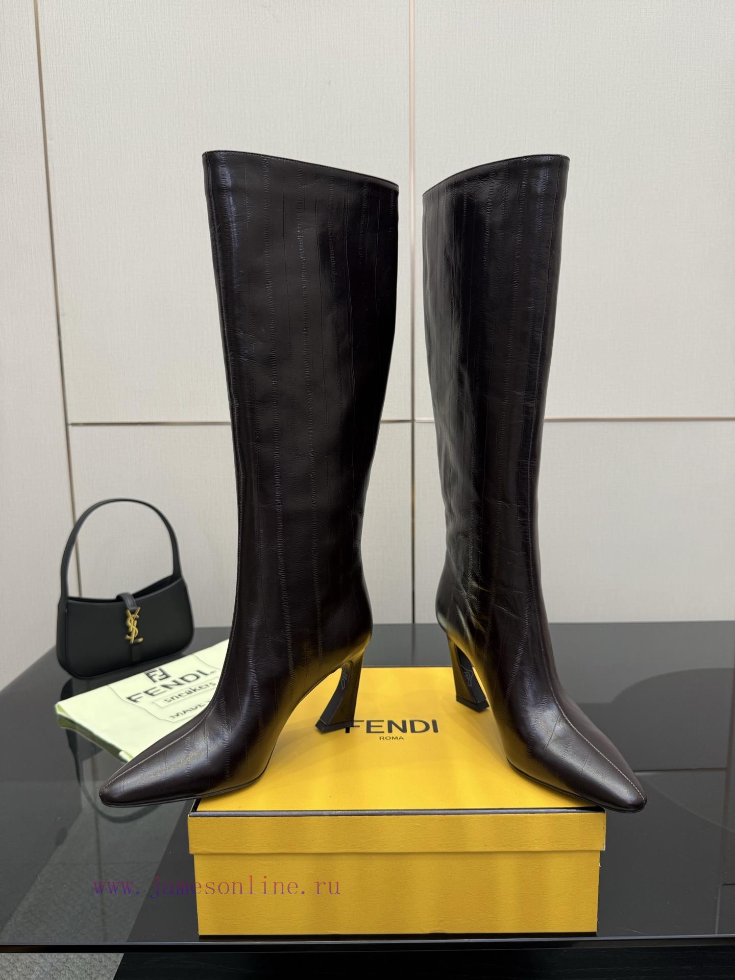 FENDI Arco Blind Eel Leather BootsThis Cylindrical Boot Features A Tapered Toe And High Heel De 4w5138o3 - Image 5