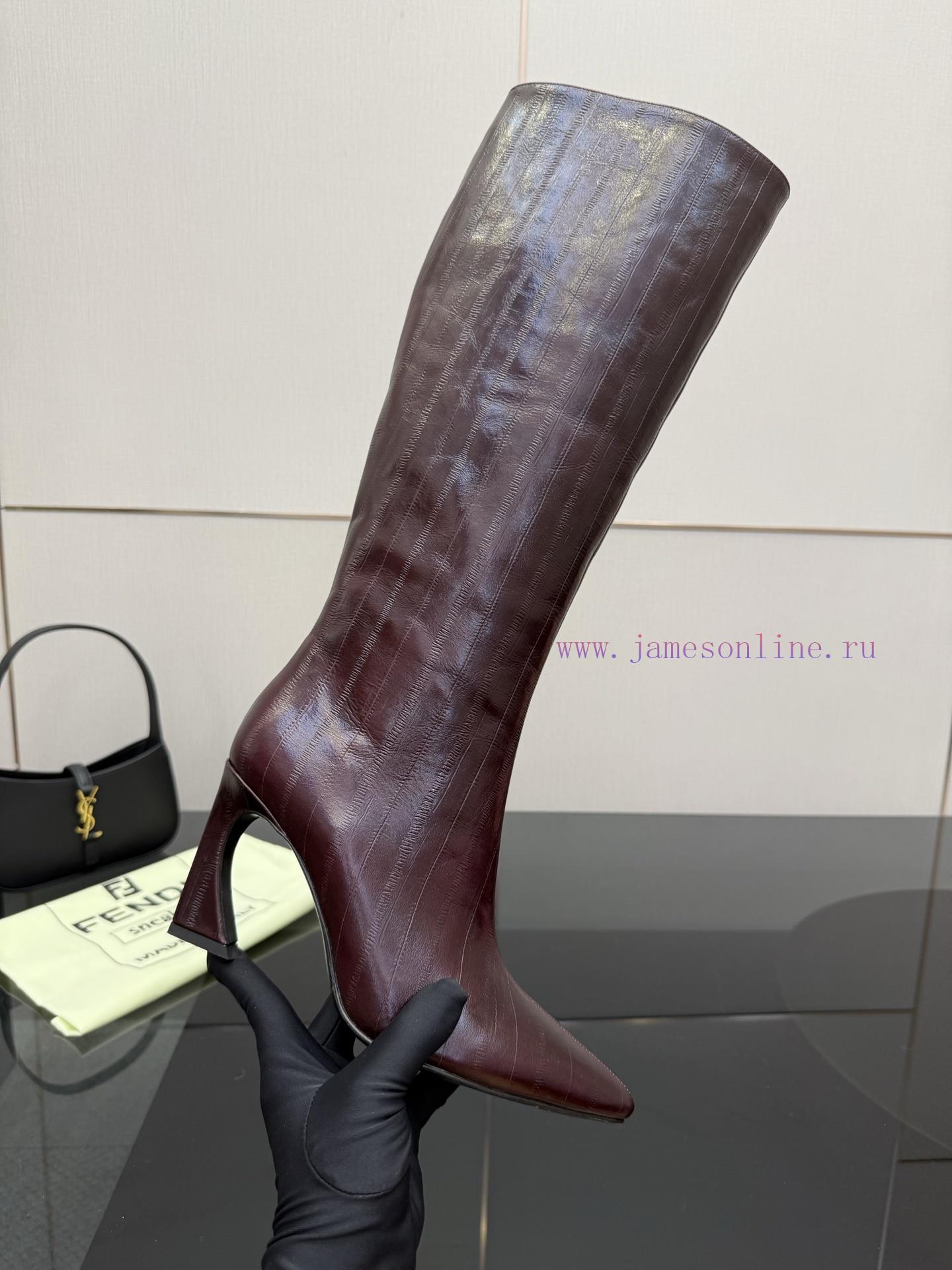 FENDI Arco Blind Eel Leather BootsThis Cylindrical Boot Features A Tapered Toe And High Heel De asav5f8b - Image 7