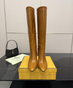 FENDI Arco Blind Eel Leather BootsThis Cylindrical Boot Features A Tapered Toe And High Heel De jnc446ks