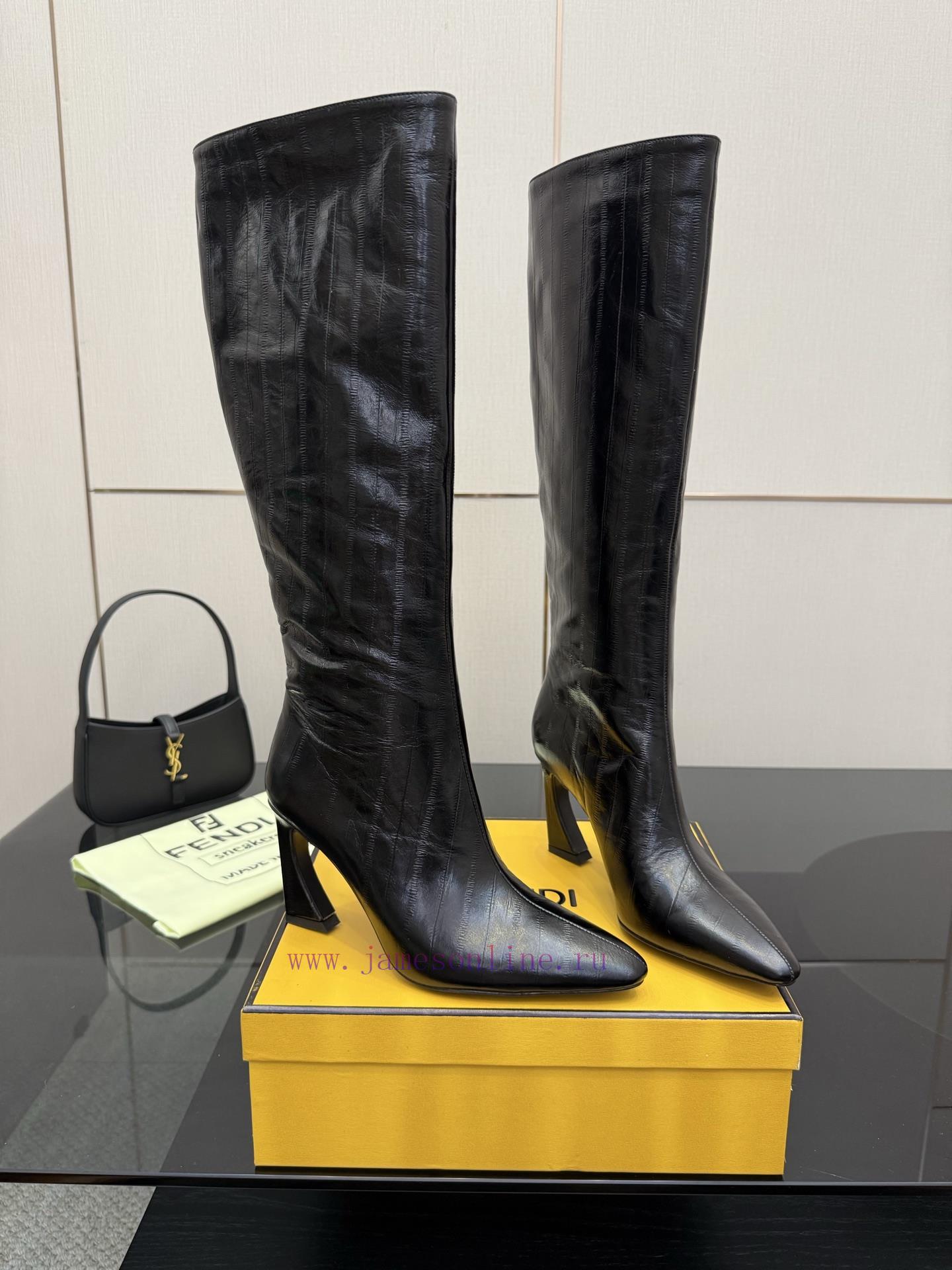 FENDI Arco Blind Eel Leather BootsThis Cylindrical Boot Features A Tapered Toe And High Heel De gf1aupqg - Image 4
