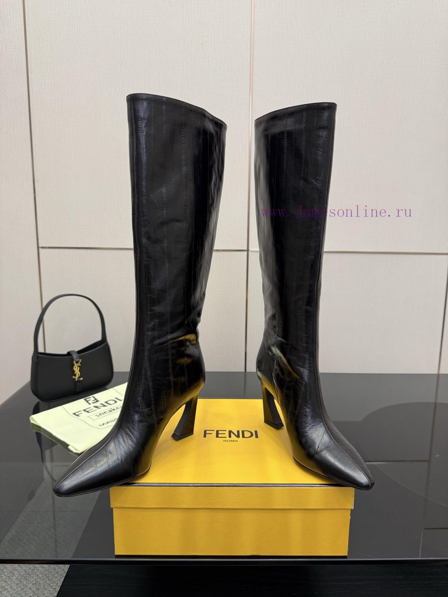 FENDI Arco Blind Eel Leather BootsThis Cylindrical Boot Features A Tapered Toe And High Heel De gf1aupqg - Image 5