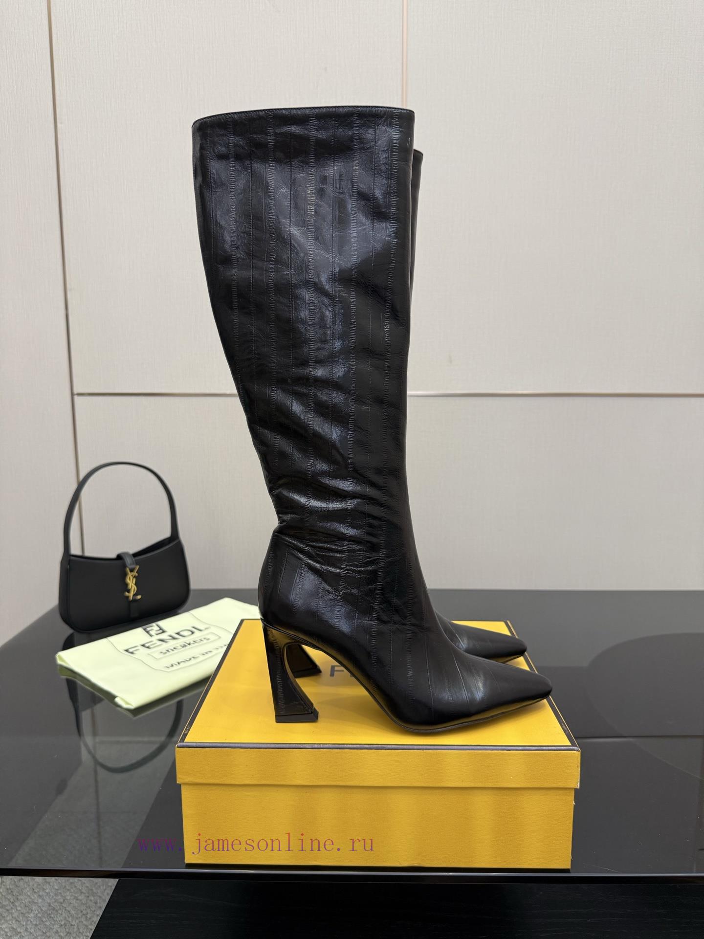 FENDI Arco Blind Eel Leather BootsThis Cylindrical Boot Features A Tapered Toe And High Heel De gf1aupqg - Image 6