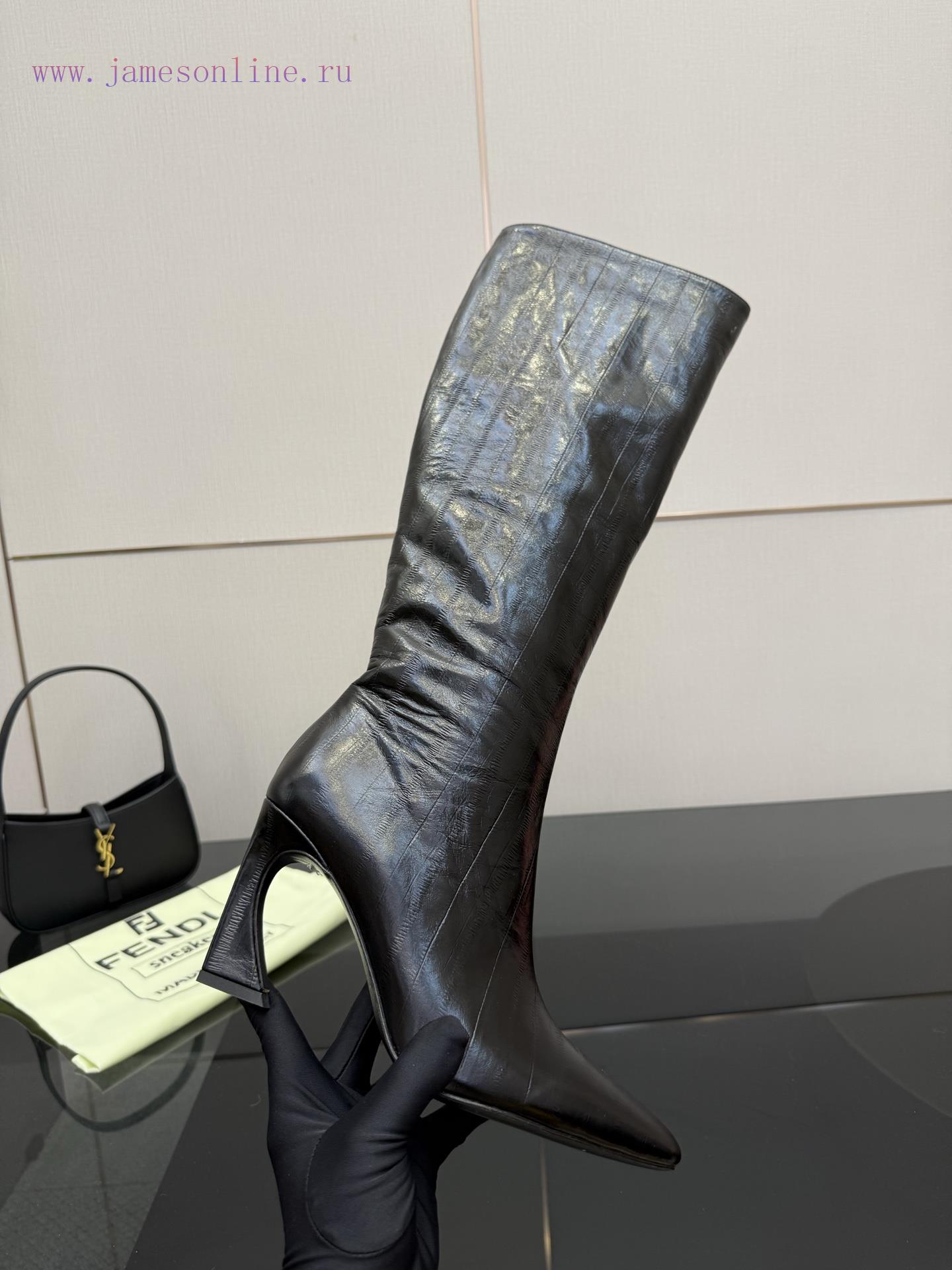 FENDI Arco Blind Eel Leather BootsThis Cylindrical Boot Features A Tapered Toe And High Heel De gf1aupqg - Image 7