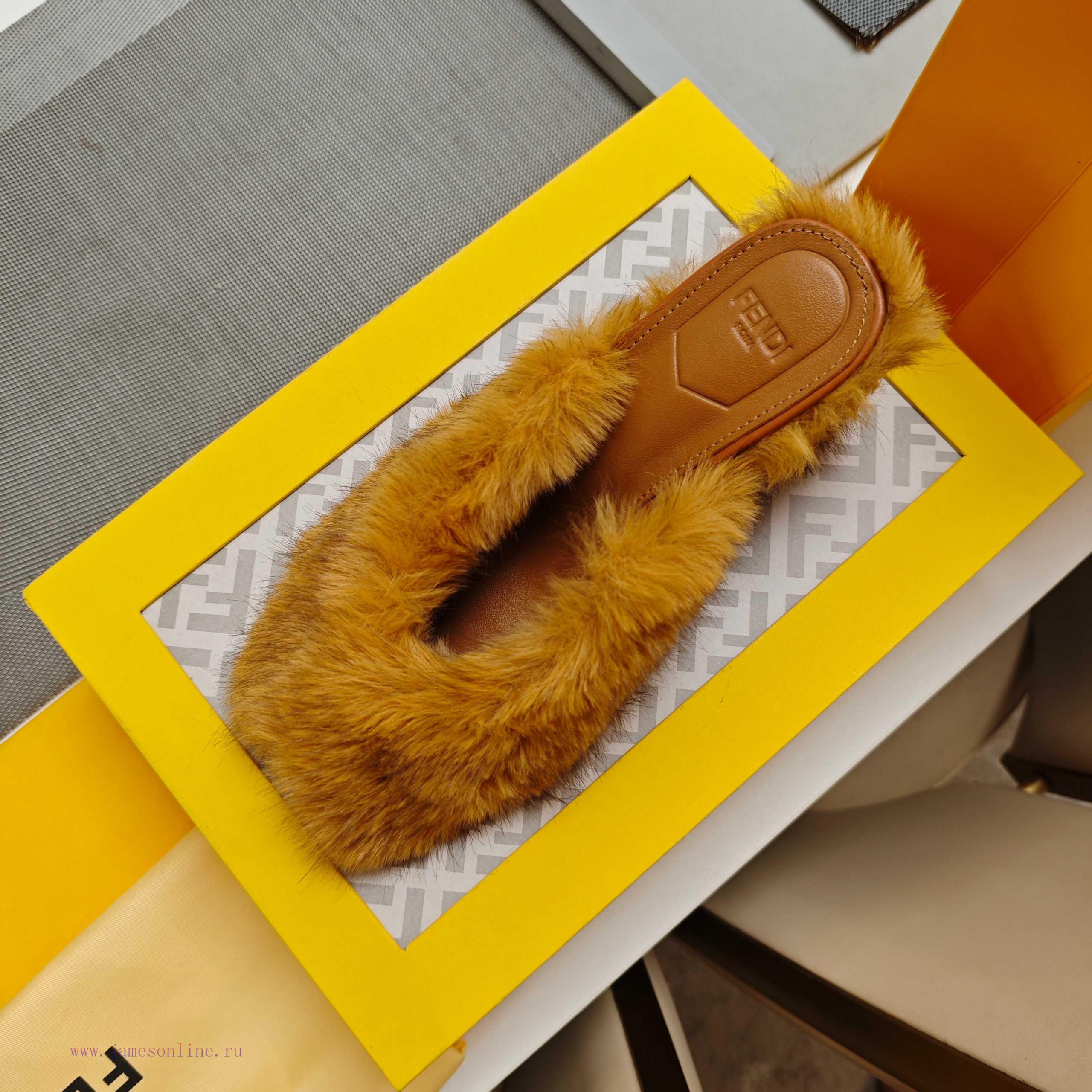 Wool Fur Series Fendi Top EditionThe Mixed Pure Wool "FF" Logo Wool Slippers Sought After By 25 lpbeehn1 - Image 7