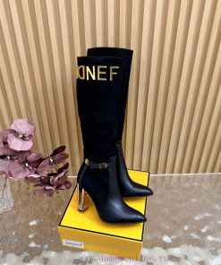 2025 Fashion Show New FENDI Hollowed Out Thick Heel Boots With 2 Different Fabrics Are Super Po el7wyal6