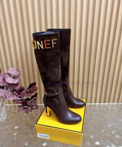 2025 Fashion Show New FENDI Hollowed Out Thick Heel Boots With 2 Different Fabrics Are Super Po 6e6nmp4q