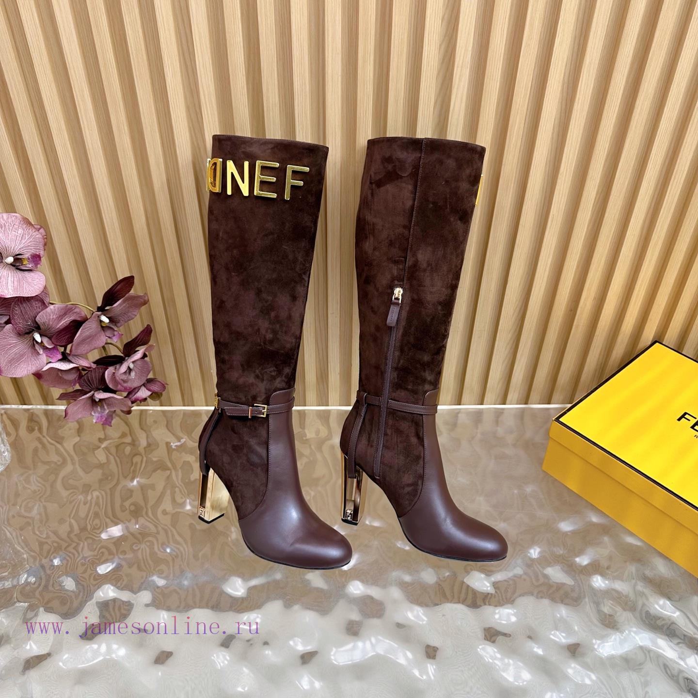 2025 Fashion Show New FENDI Hollowed Out Thick Heel Boots With 2 Different Fabrics Are Super Po 6e6nmp4q - Image 6