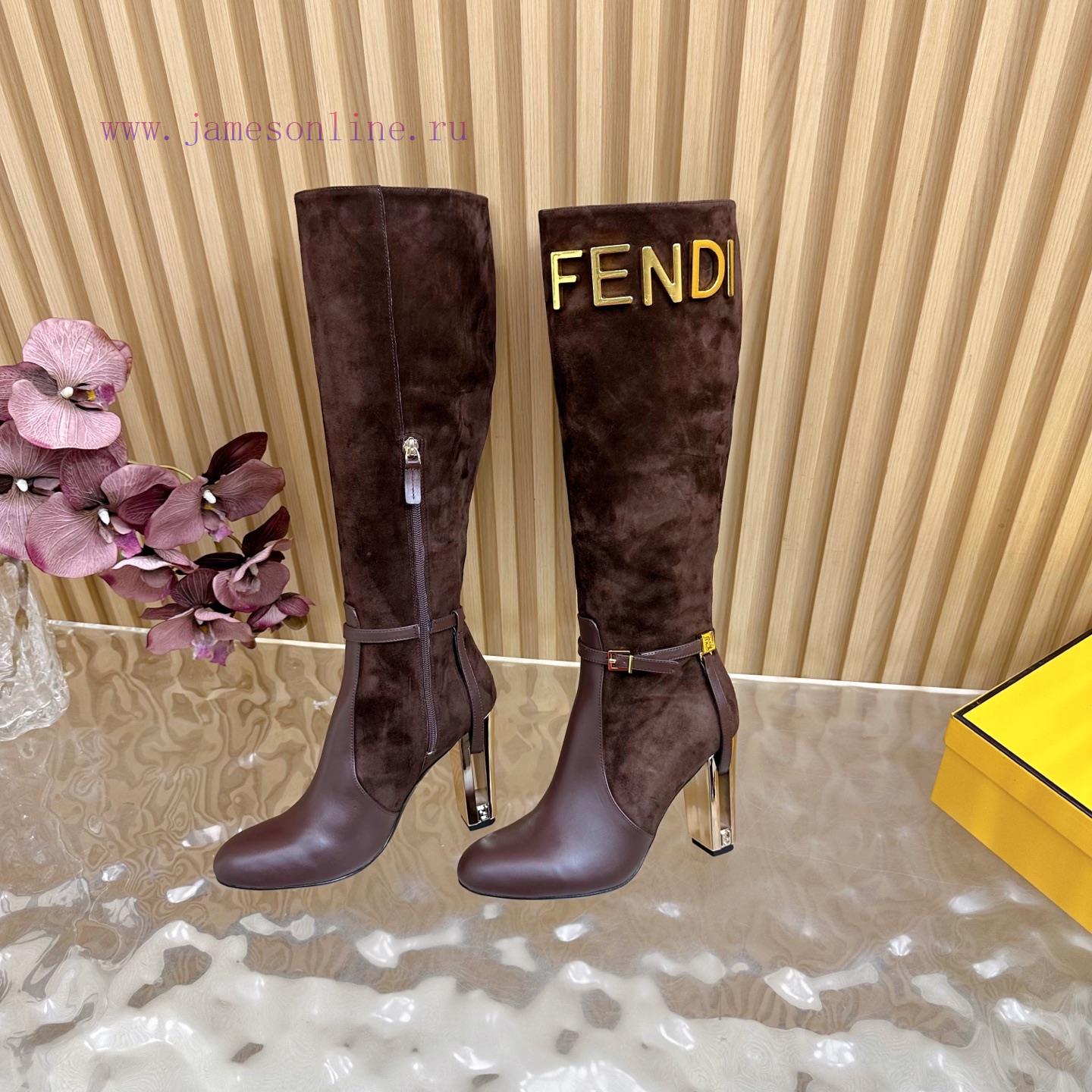 2025 Fashion Show New FENDI Hollowed Out Thick Heel Boots With 2 Different Fabrics Are Super Po 6e6nmp4q - Image 12