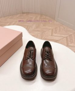 MiuMiu Miu 2025 Autumn/Winter New British Style Small Leather Shoes3.5cm Thick And Easy To Walk cmn1no6d