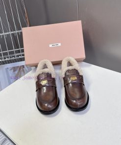 Miu Miu Autumn And Winter Coin Loafers Hairy Shoes With A Lot Of Stars Fashion Bloggers And Gra aatvs0g0