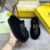FENDI's Latest Casual Round Toe Flat Half Slippers Are Made Of Black Suede Material With Raised rei5nc95