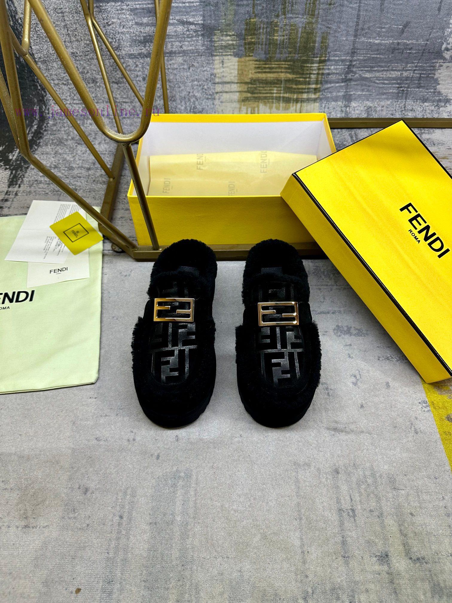 FENDI's Latest Casual Round Toe Flat Half Slippers Are Made Of Black Suede Material With Raised rei5nc95 - Image 4