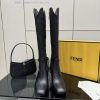 FENDI Delfina Leather High-heeled BootsRound Headed Leather Delfina Boots Featuring FF Jacquard isn6g1mw