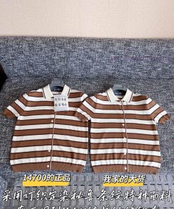 Prada 25 Spring/Summer New Striped Polo Short Sleeves 🐮 14700 Purchase Zp Disassembly And Const 8qftg7aa