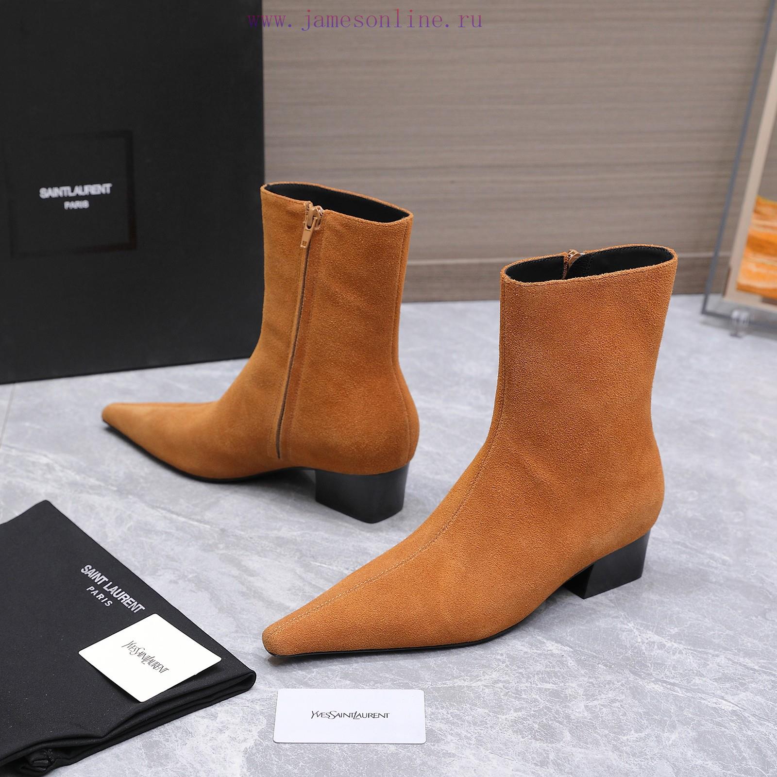 Classic Ankle Boots With Layered Leather And YSL Short Heel Commuting BootsYvette Saint Laurent exrspo0q - Image 2