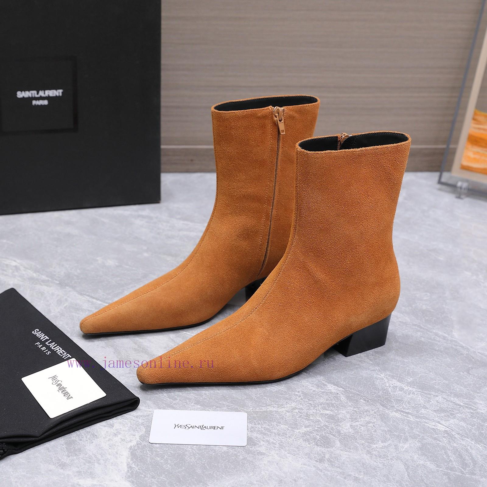 Classic Ankle Boots With Layered Leather And YSL Short Heel Commuting BootsYvette Saint Laurent exrspo0q - Image 3