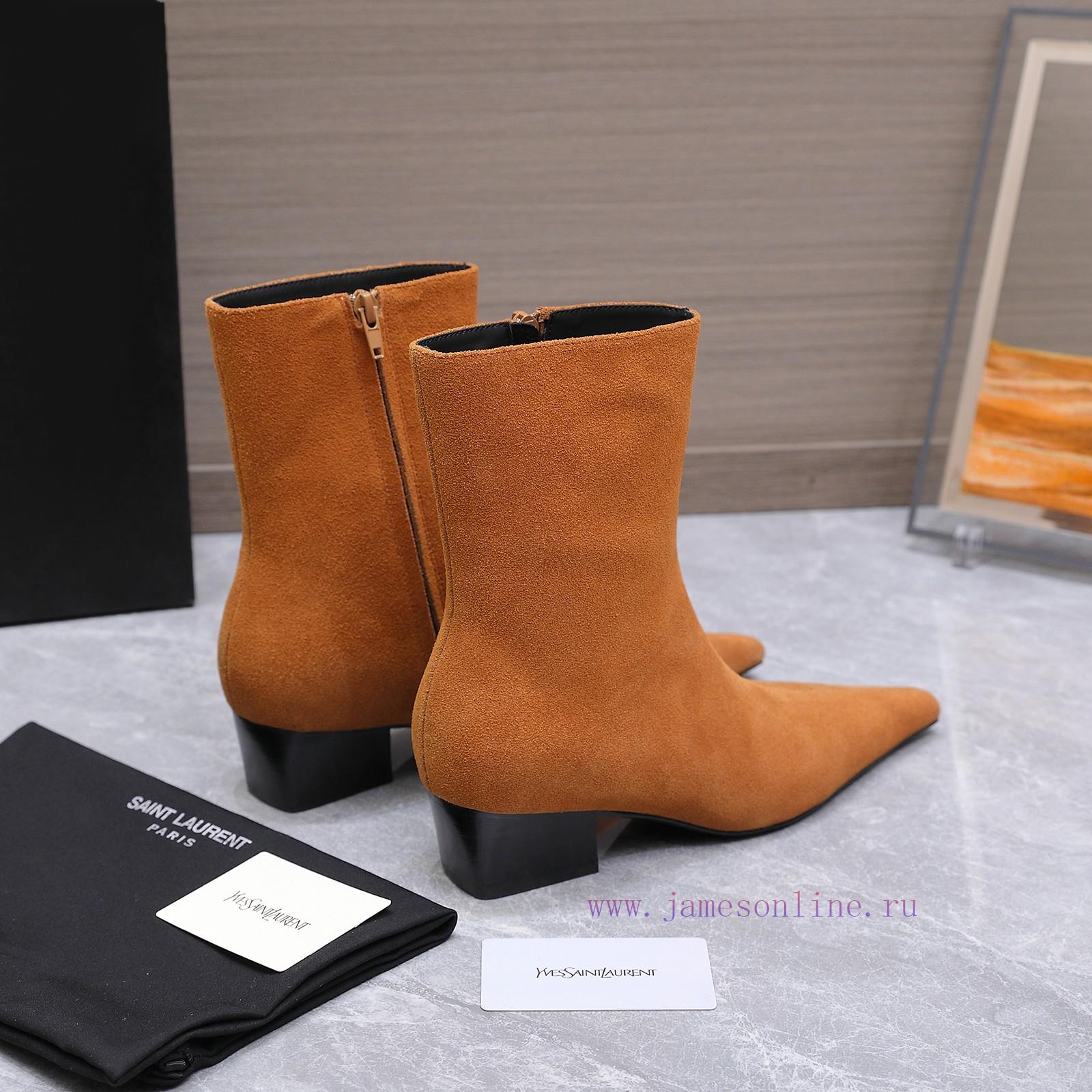 Classic Ankle Boots With Layered Leather And YSL Short Heel Commuting BootsYvette Saint Laurent exrspo0q - Image 7