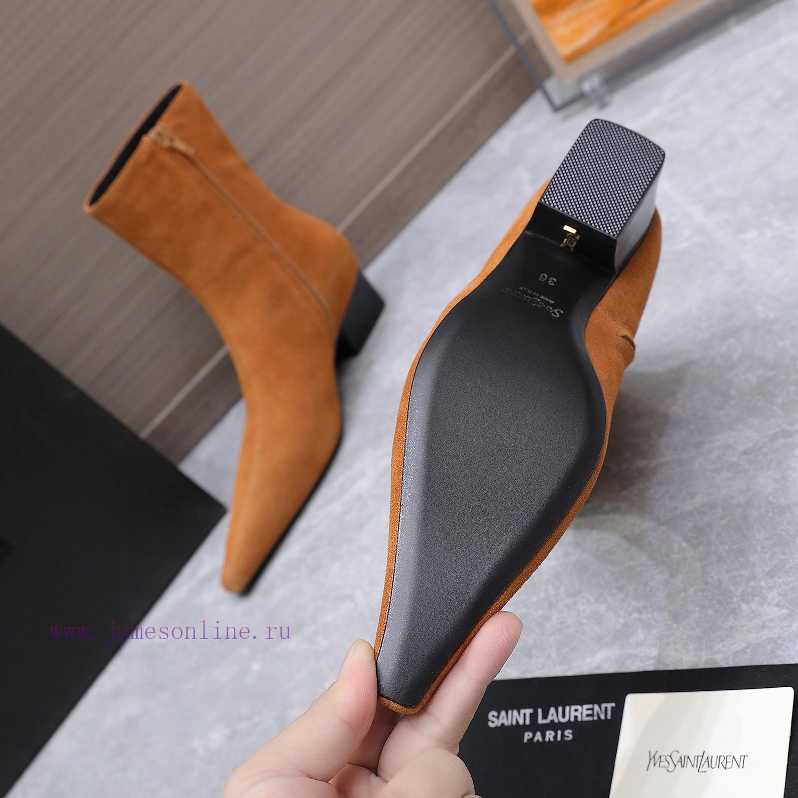 Classic Ankle Boots With Layered Leather And YSL Short Heel Commuting BootsYvette Saint Laurent exrspo0q - Image 9
