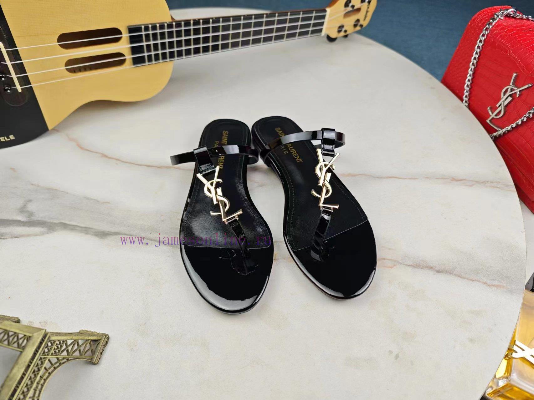 Saint Laurent Flat Clip Sandals 2024 Early Spring Synchronized YSLLogo Letter Diamond Buckle De nnr7ty43