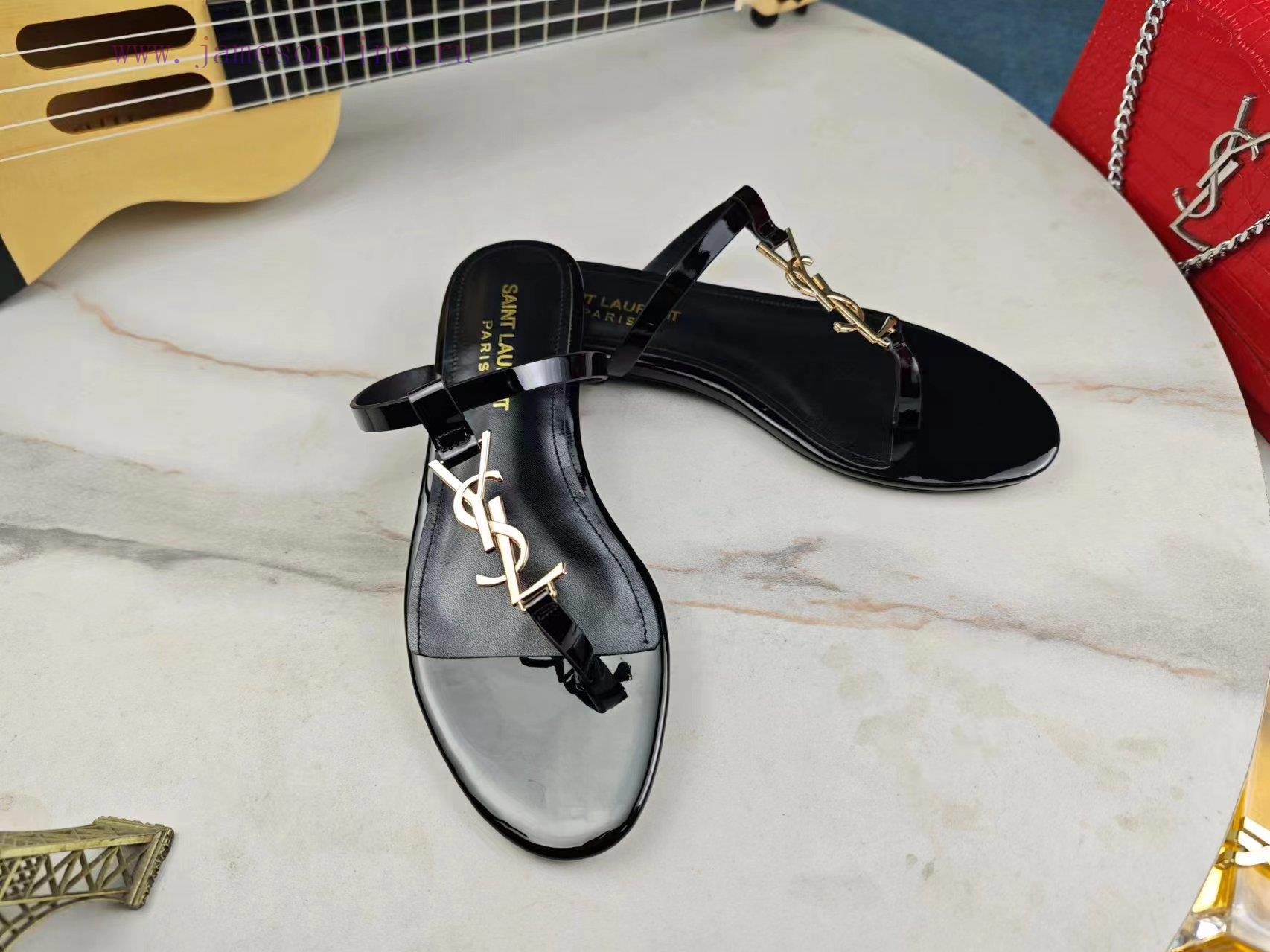 Saint Laurent Flat Clip Sandals 2024 Early Spring Synchronized YSLLogo Letter Diamond Buckle De nnr7ty43 - Image 3