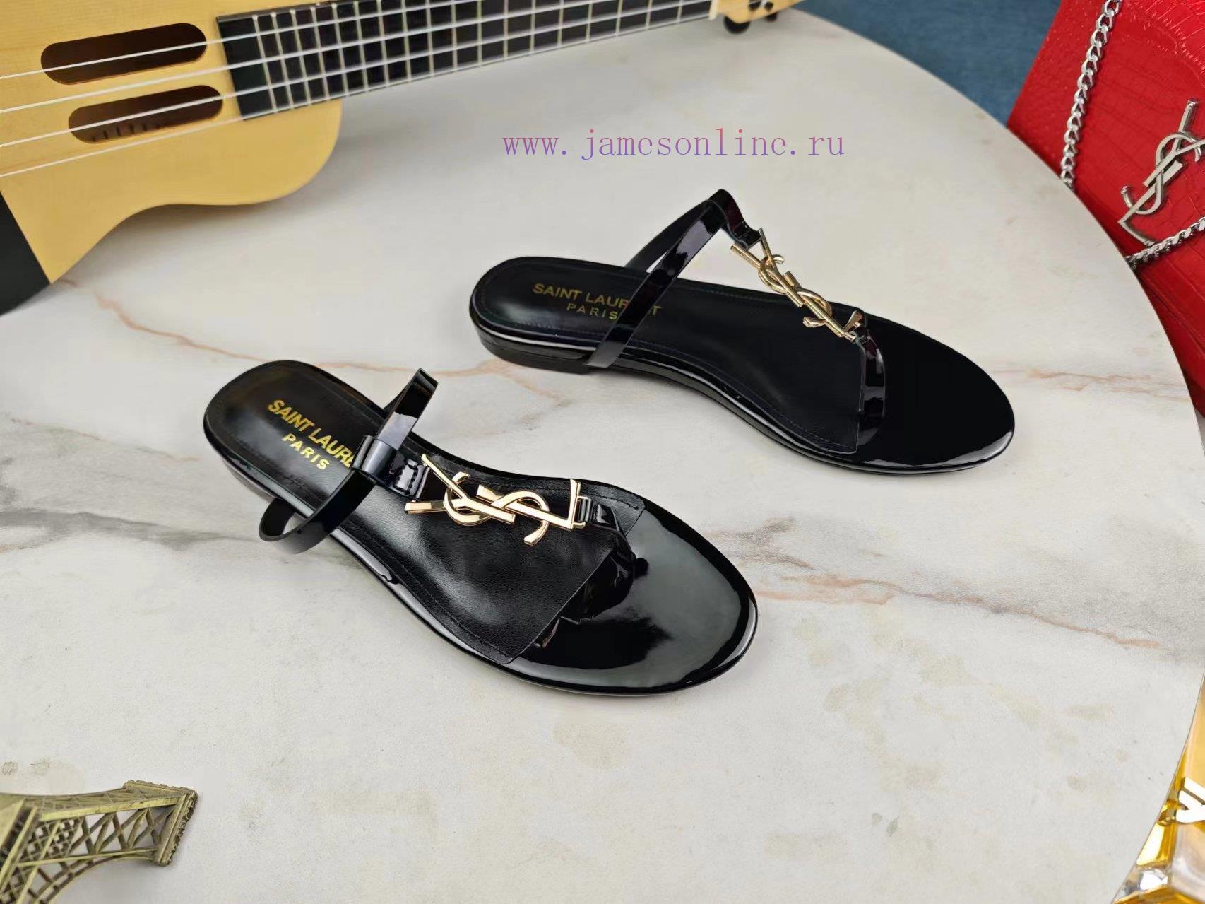 Saint Laurent Flat Clip Sandals 2024 Early Spring Synchronized YSLLogo Letter Diamond Buckle De nnr7ty43 - Image 4