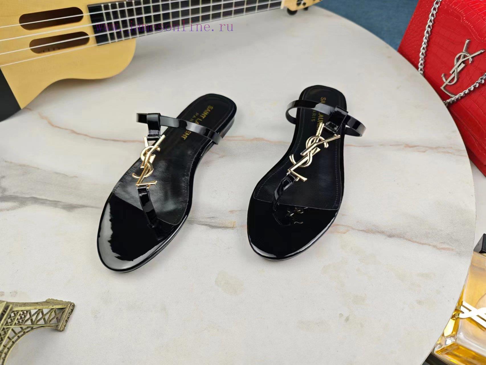 Saint Laurent Flat Clip Sandals 2024 Early Spring Synchronized YSLLogo Letter Diamond Buckle De nnr7ty43 - Image 6