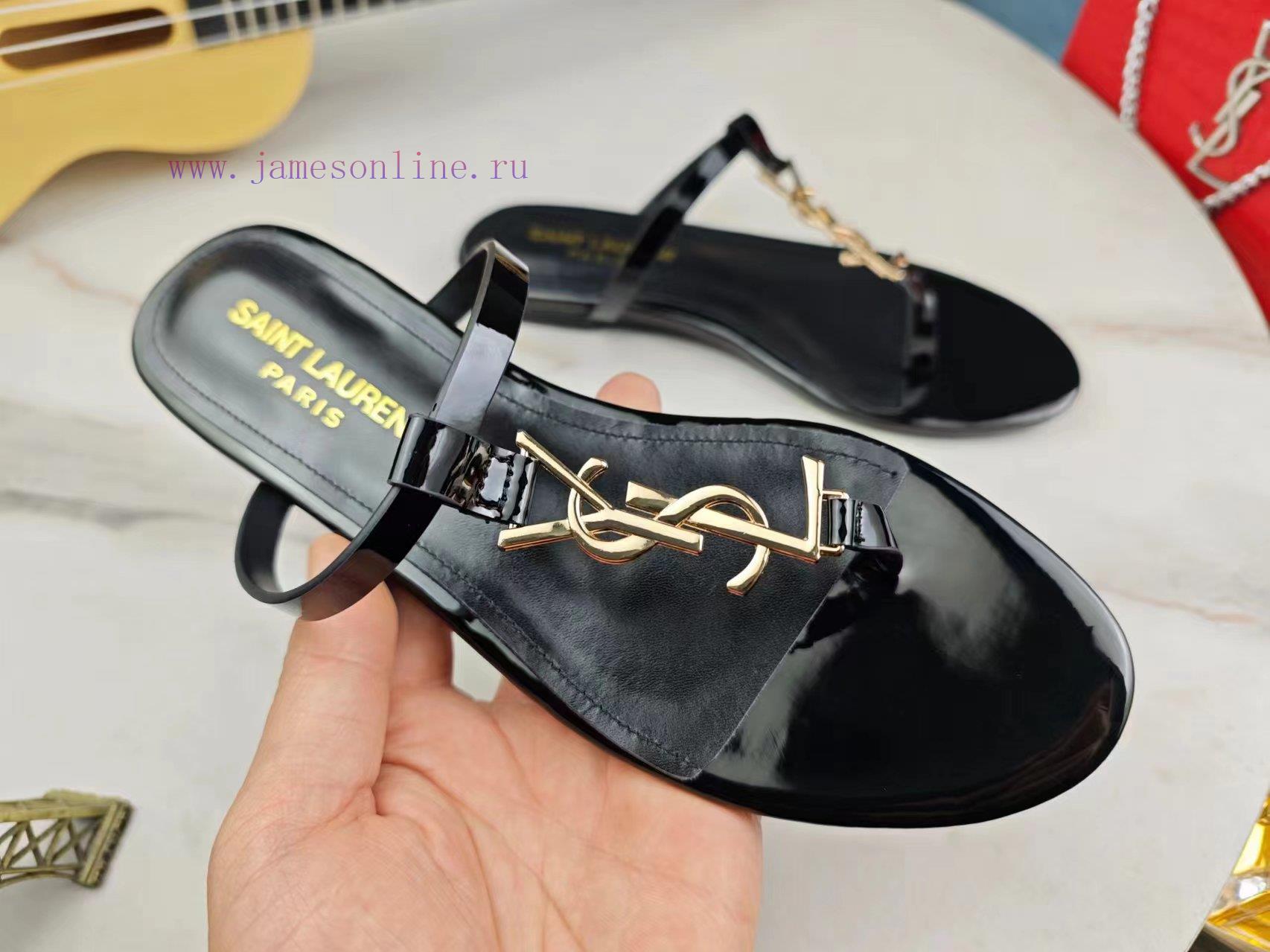 Saint Laurent Flat Clip Sandals 2024 Early Spring Synchronized YSLLogo Letter Diamond Buckle De nnr7ty43 - Image 7