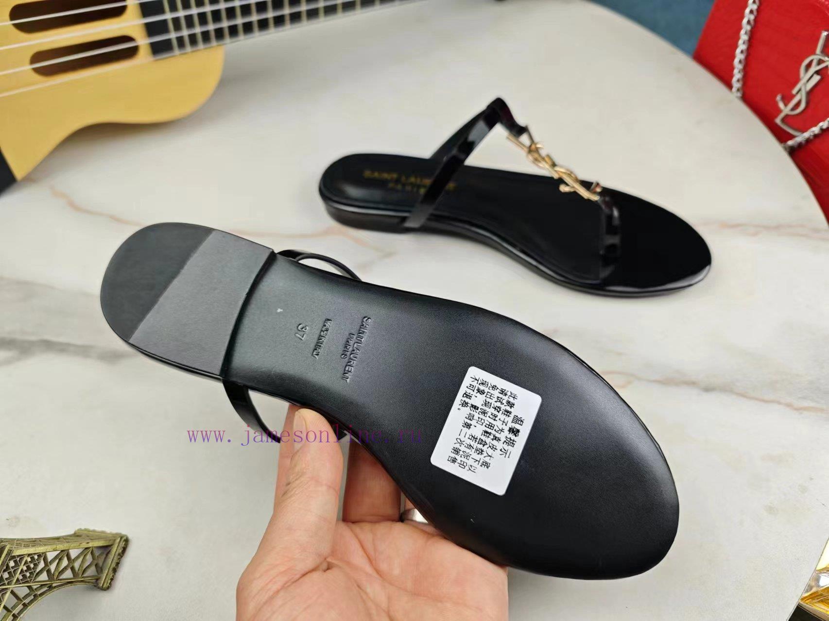 Saint Laurent Flat Clip Sandals 2024 Early Spring Synchronized YSLLogo Letter Diamond Buckle De nnr7ty43 - Image 9