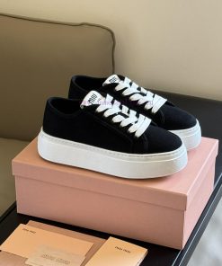 Miumiu Ss24 Canvas Shoes New ProductMiu 24 Spring/Summer Thick Soled Canvas ShoesMinimalist Des rx7nk0ti