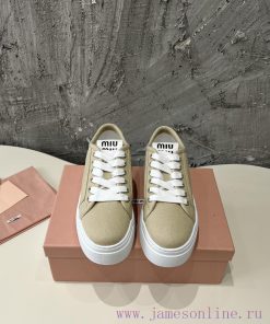 MiuMiu Thick Soled Canvas White Shoes ️️ Simple And Premium Thick Soled Biscuit White Shoes Bea xwocj5po