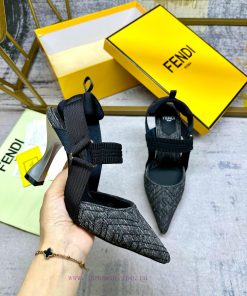 FENDI Colibri Barefoot Sandals With Elastic Ribbon Wrapping The Feet Imitation Black Denim Mate 60cjswg4