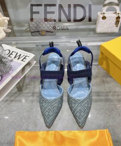 ②⓪②④  𝙁𝙀𝙉𝘿𝙄 ️ Colibr ì Series FF Cowboy Blue Dew Heels/Flat Shoesrubber SoleGenuine Leather Bas vjyx1372