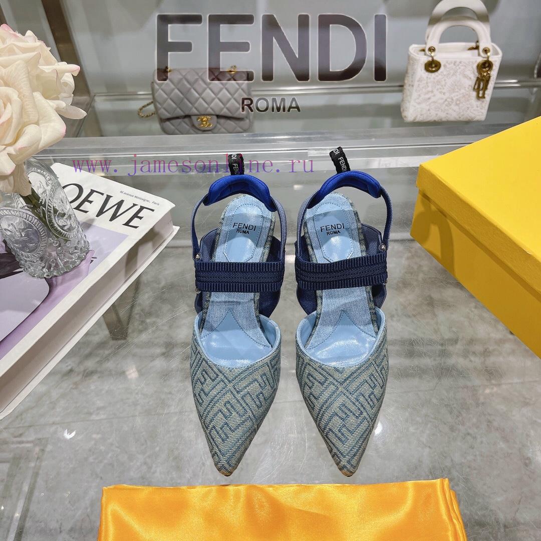 ②⓪②④ 𝙁𝙀𝙉𝘿𝙄 ️ Colibr ì Series FF Cowboy Blue Dew Heels/Flat Shoesrubber SoleGenuine Leather Bas vjyx1372 - Image 2