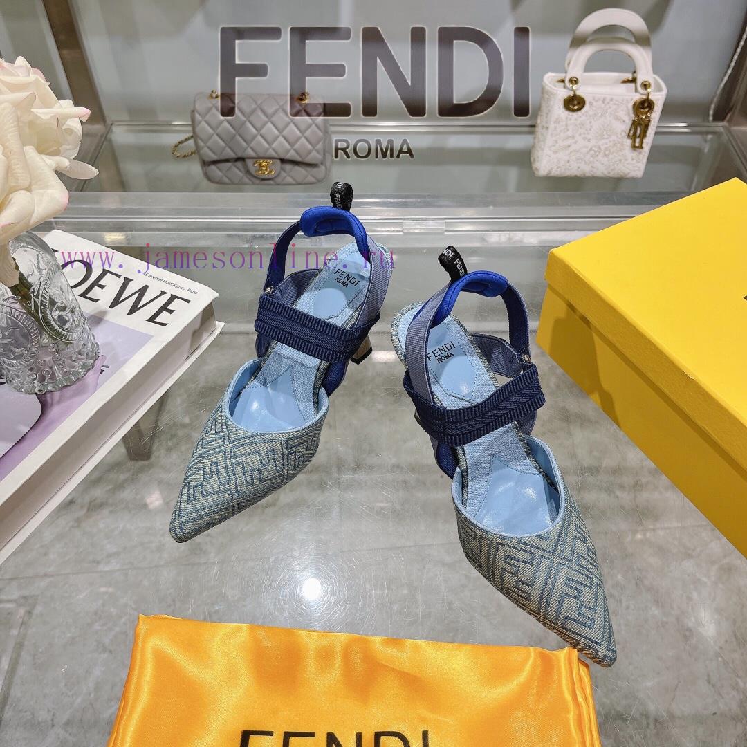 ②⓪②④ 𝙁𝙀𝙉𝘿𝙄 ️ Colibr ì Series FF Cowboy Blue Dew Heels/Flat Shoesrubber SoleGenuine Leather Bas vjyx1372 - Image 3