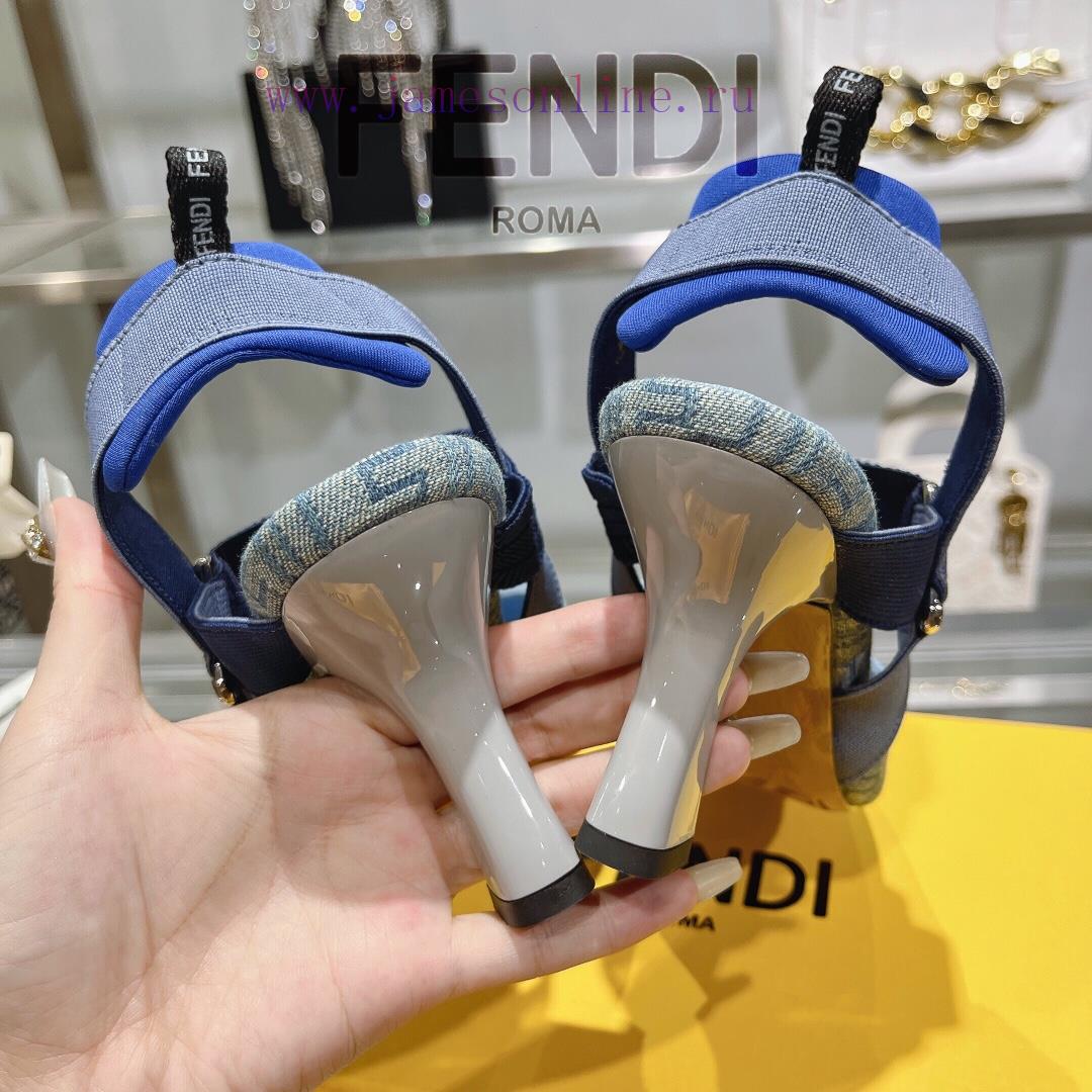 ②⓪②④ 𝙁𝙀𝙉𝘿𝙄 ️ Colibr ì Series FF Cowboy Blue Dew Heels/Flat Shoesrubber SoleGenuine Leather Bas vjyx1372 - Image 10
