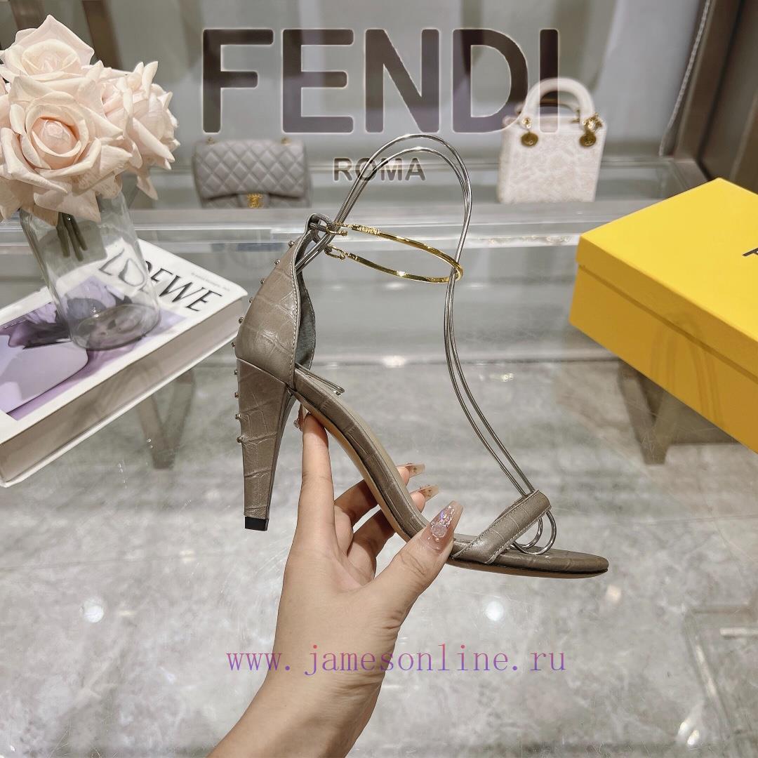 ② ⓪②④ 𝙁𝙀𝙉𝘿𝙄 | Fendi FENDI Filo Strap Stone Pattern Leather High Heels Sandals〰 〰 〰 〰 Genuine vvaolg1e - Image 6